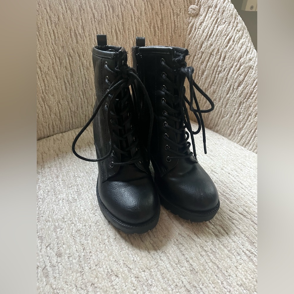Black laced combat boots